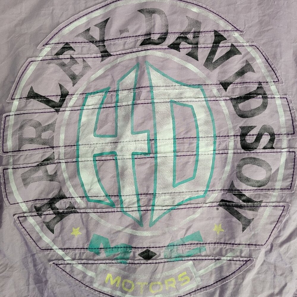 Harley Davidson Motorcycles Womens shirt size xl purple button down pearl snaps